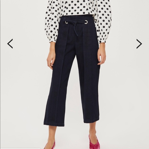 Topshop Denim - TopShop Waist Tie Cropped Wide Leg Jeans